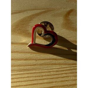 Heart-Shaped Red White Blue Enamel Lapel Pin